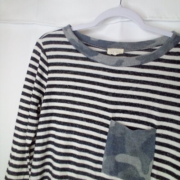 143 Story by Line Up Shirt women S Long Sleeve Soft Stretch Stripe Camo - Picture 5 of 15